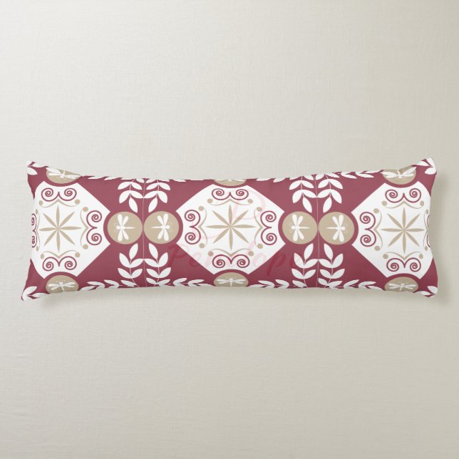 Snyggt Red Ornamental Dragonfly Design Kroppskudde (Framsidan)