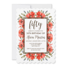 Snyggt Red Poppy Flora 50:e födelsedagen