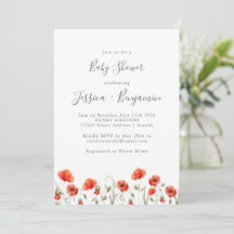 Snyggt Red Poppy Garden Blommigt Baby Shower