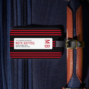 Snyggt Red Rand Monogrammed (namn & initialer) Bagagebricka