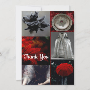 Snyggt Red Silver Black Collage - tackkort Tack Kort