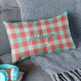 Snyggt Red & Teal Bright Modern Helgdag Play Lumbarkudde