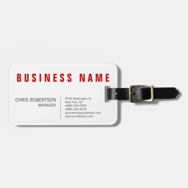 Snyggt Red White Modern Minimalist Bagagebricka (Horisontell Framsida)