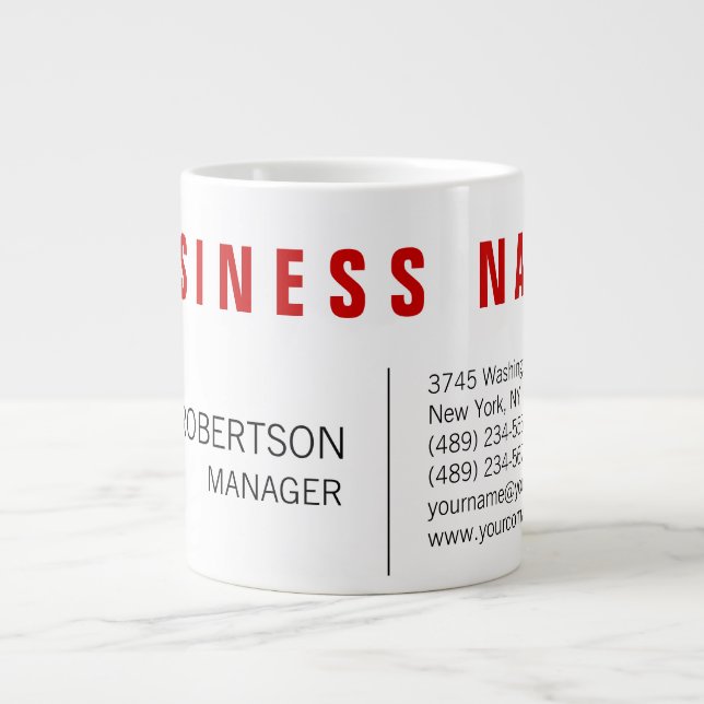 Snyggt Red White Modern Minimalist - unik Jumbo Mugg (Framsidan)