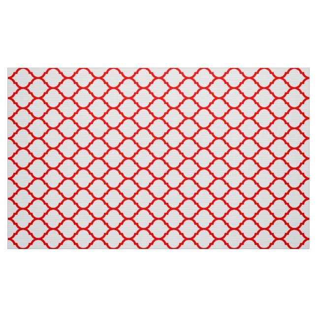 Snyggt Red White Moroccan Quatrefoil Mönster Tyg (Fat Quarter)