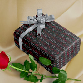 Snyggt Red White one line Hearts Mönster Presentpapper