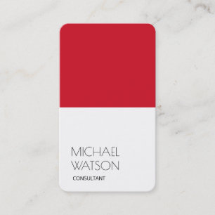 Snyggt Red White Simple Plain Trendig Consultant Visitkort