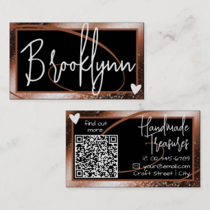 Snyggt Reddiska brun koppar Ram Heart QR-kod Visitkort