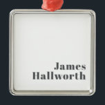 Snyggt Redigerbar återställ modern text | Grått Julgransprydnad Metall<br><div class="desc">Snyggt anpassade grått text,  redigera som du vill!</div>