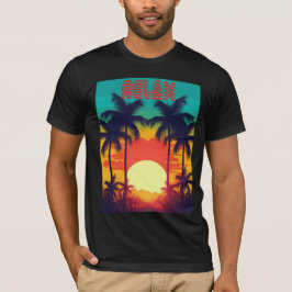 Snyggt RELAX Retro Tropical Sunset T-Shirt