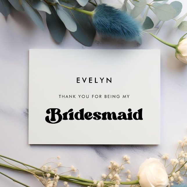 Snyggt retro Bridesmaid tack för ditt textkort Inbjudningar (Skapare uppladdad)