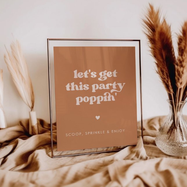 Snyggt retro Brown Låt oss den här party-pekaren Poster (Skapare uppladdad)