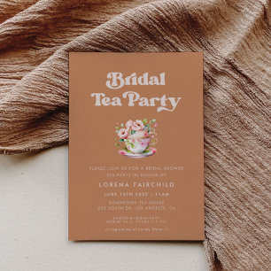 Snyggt retro Brown Möhippa Tea Inbjudningar
