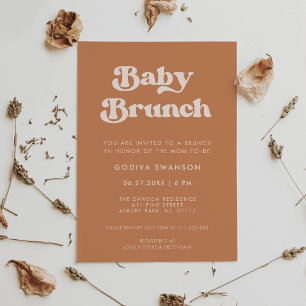 Snyggt retro Brown-socker Baby Brunch Inbjudningar