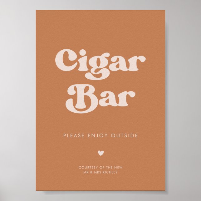 Snyggt retro Brown-socker Bröllop Cigar Pub-tecken Poster (Framsidan)