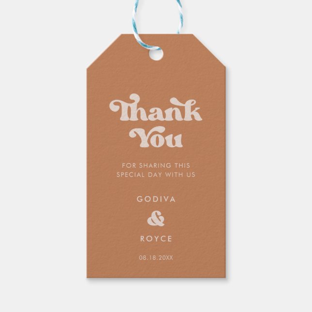 Snyggt retro Brown-socker Bröllop Presentetikett (Framsidan)