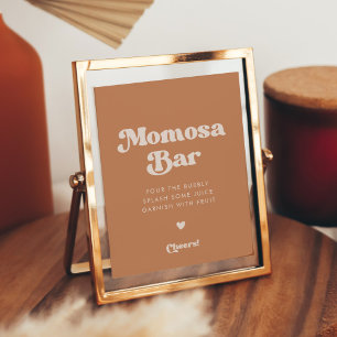Snyggt retro Brown-socker Momosa pub-tecken Poster