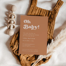 Snyggt retro Brown-socker Oh Baby Inbjudningar
