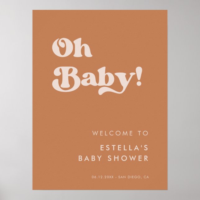 Snyggt retro Brown-socker Oh Baby Poster (Framsidan)