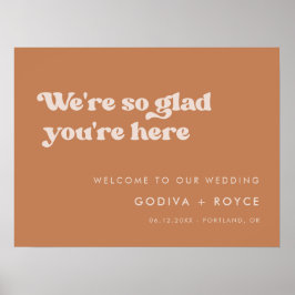 Snyggt retro Brown-socker Så glad att du är här Poster