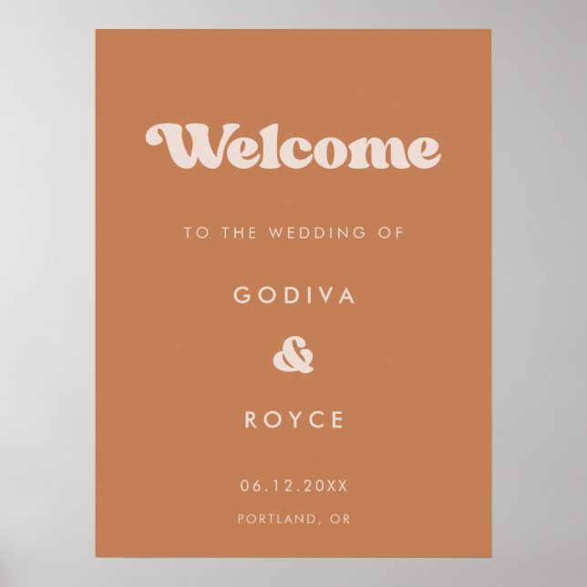 Snyggt retro Brown-socker Välkommen till bröllop Poster (Framsidan)