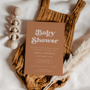 Snyggt retro Brown-sockerbabyskor Inbjudningar