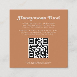 Snyggt retro Brown-sockerhoneymånfond QR-kod Tilläggskort