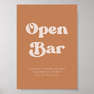 Snyggt retro Brown-sockerskylt Bröllop Open Pub Poster