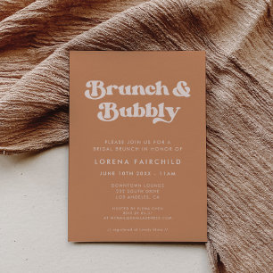 Snyggt Retro Brown Sugar Brunch och BubLY Inbjudningar