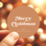 Snyggt Retro Brown Sugar God jul Runt Klistermärke<br><div class="desc">Retro God jul Brown Sugar-klistermärken. Ett tema för chic: Anpassa denna något vintage och snyggt typografisk design till din julstation.</div>