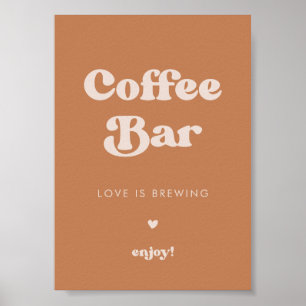 Snyggt retro Brunt socker Bröllop Coffee Pub tecke Poster