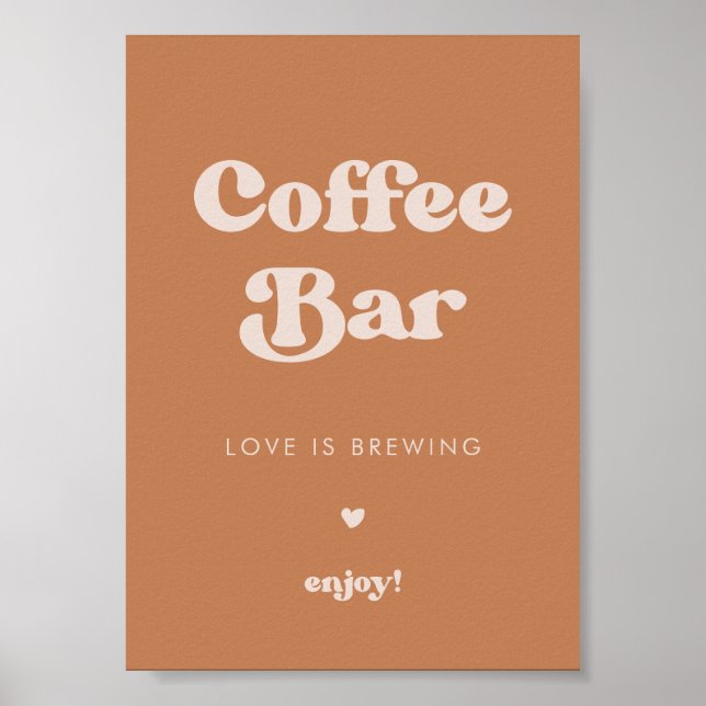Snyggt retro Brunt socker Bröllop Coffee Pub tecke Poster (Framsidan)