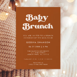 Snyggt retro Burnt Orange Baby Brunch Inbjudningar