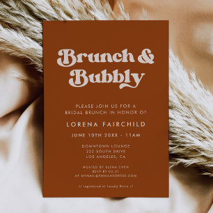 Snyggt Retro Burnt Orange Brunch och Bubly Inbjudningar