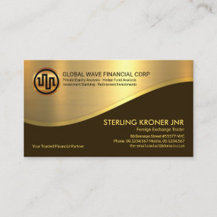 Snyggt Retro Guld Wave Financial Investment Visitkort