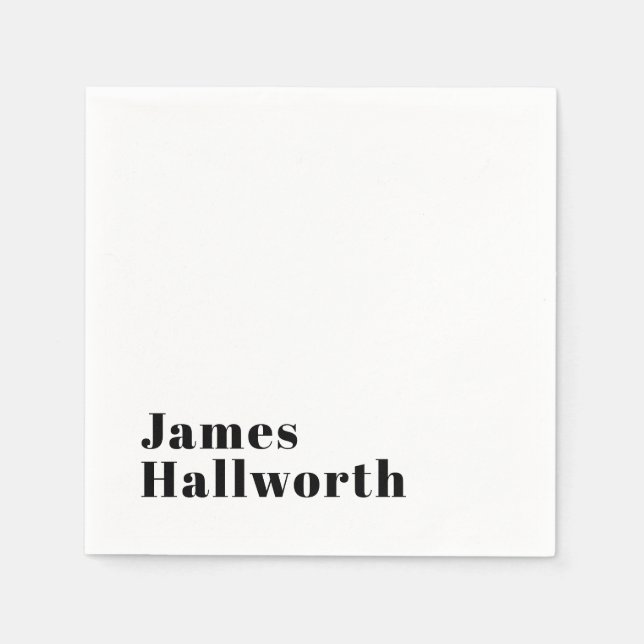 Snyggt Retro Modern Lettering | Redigerbart svart Pappersservett (Framsidan)