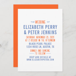 Snyggt Retro Orange Blue Bröllop Inbjudningar
