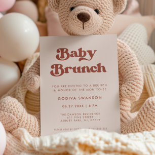 Snyggt retro Peach Rosa Baby Brunch Inbjudningar