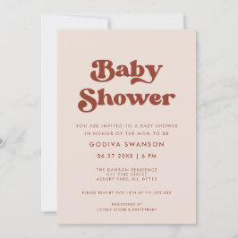 Snyggt-retro Peach Rosa Baby Shower Inbjudningar