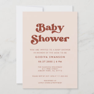 Snyggt-retro Peach Rosa Baby Shower Inbjudningar