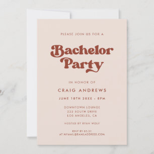 Snyggt retro Peach Rosa Bachelor Party Inbjudningar