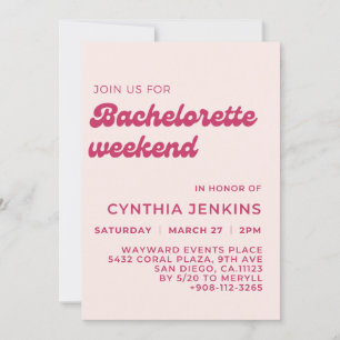 Snyggt retro peach rosa Bachelorette Party Inbjudningar
