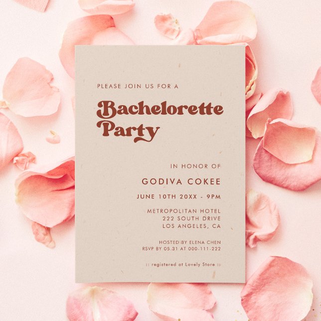 Snyggt retro peach rosa Bachelorette Party Inbjudningar (Skapare uppladdad)