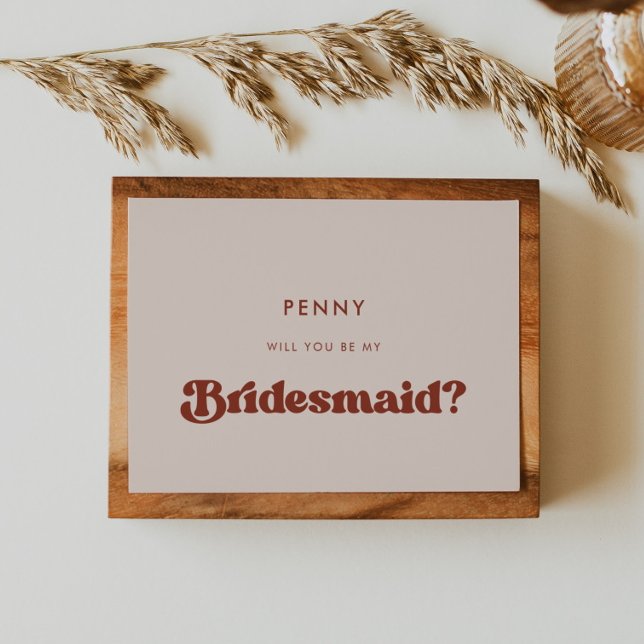 Snyggt retro peach rosa Bridesmaid frieri kort (Skapare uppladdad)