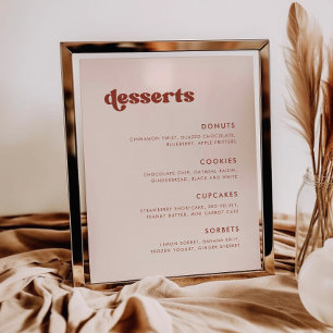 Snyggt retro Peach Rosa Bröllop Dessert Pub Poster