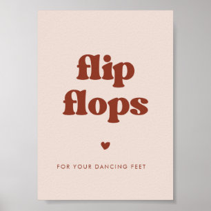 Snyggt retro Peach Rosa Bröllop Flinflip flops Poster