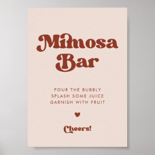 Snyggt retro Peach Rosa Bröllop Mimosa pub tecken Poster