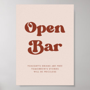 Snyggt retro Peach Rosa Bröllop Open Pub Poster