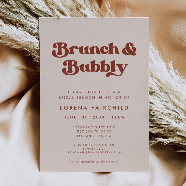 Snyggt Retro Peach Rosa Brunch och Bubly Inbjudningar (Skapare uppladdad)