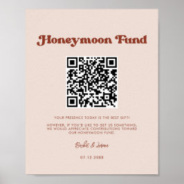 Snyggt retro Peach Rosa Honeymoon-fond QR-kod Poster